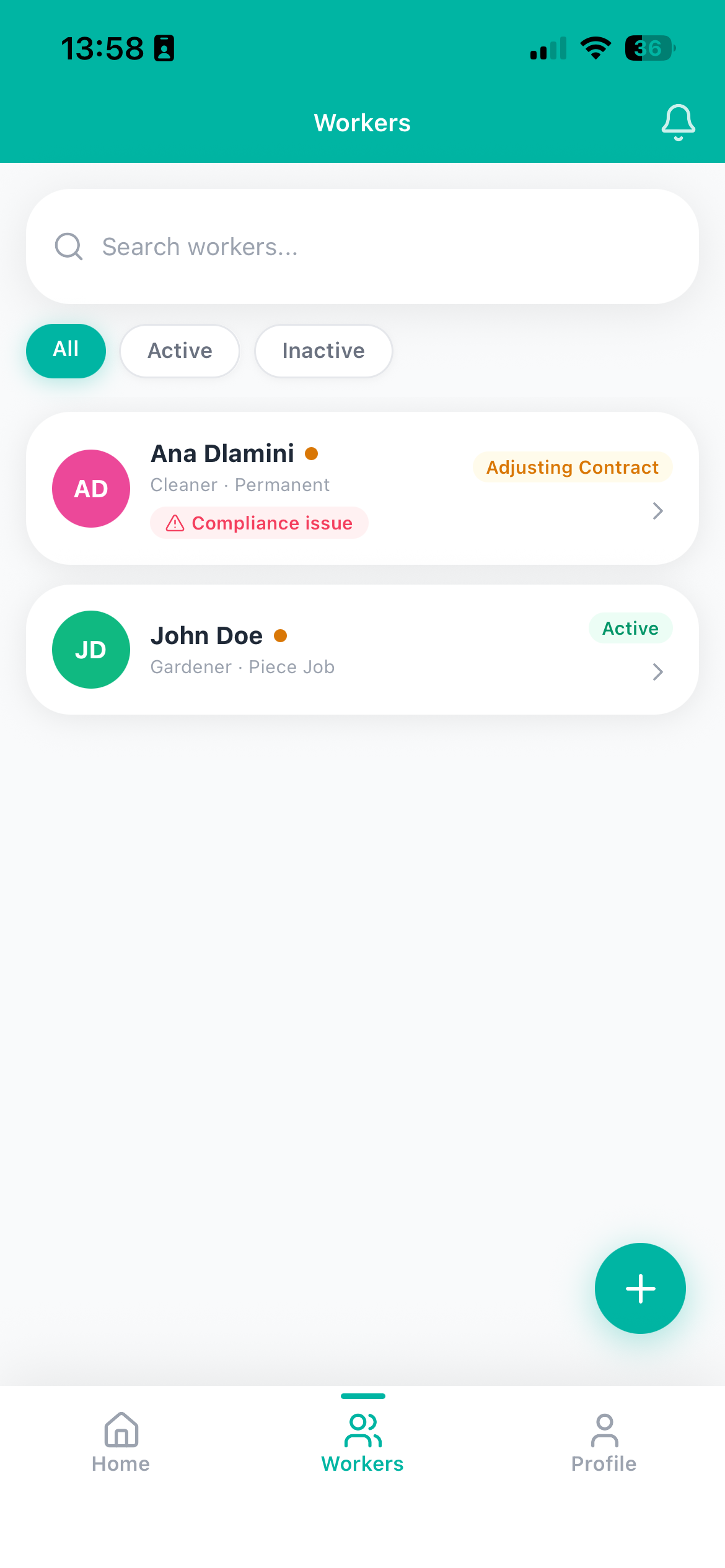 Workers list